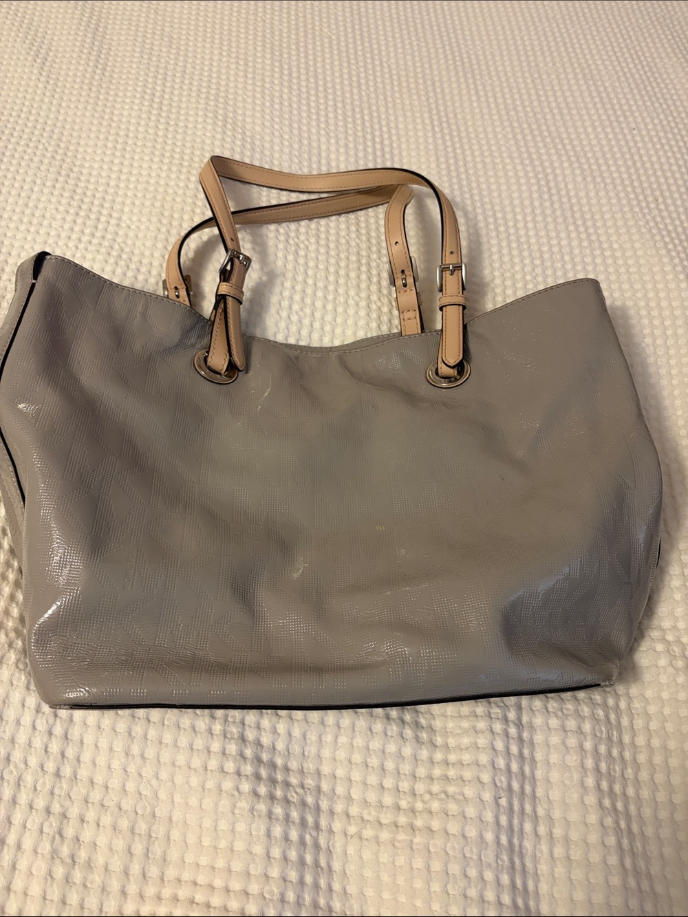 Neutral Gray Tote Bag with Tan Straps - Classic Everyday Carry